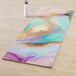 Tapis De Yoga Art parties scintillant abstrait en marbre pastel