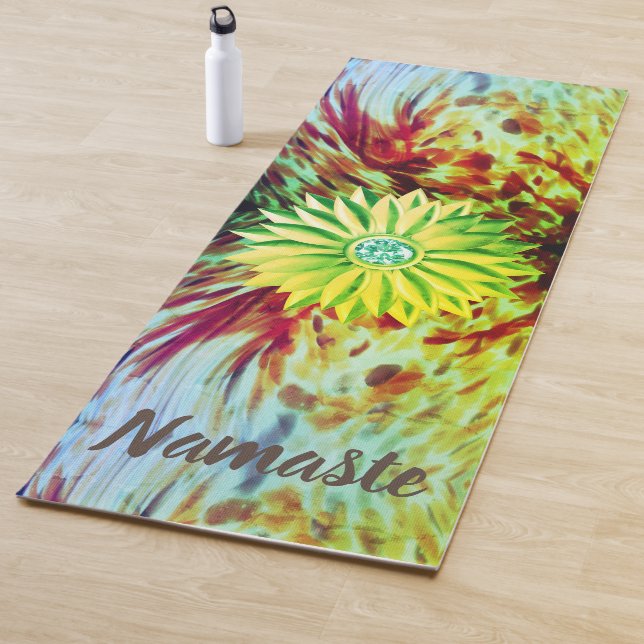 Tapis De Yoga Artsy Paint Strokes Gem Flower (En situation)