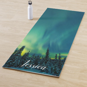 Tapis De Yoga Aurora Borealis Lumières du Nord ciel arctique