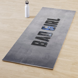 Tapis De Yoga Bad Girl rustique gris bleu