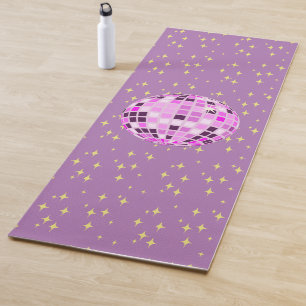 Tapis De Yoga Balle Disco moderne rose rétro violet