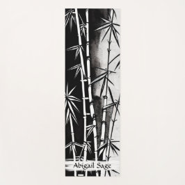 Tapis De Yoga Bambou moderne noir et blanc personnalisé