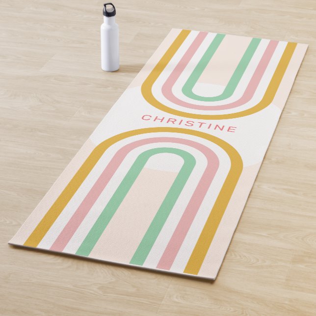 Tapis De Yoga Bandes Arc Arc Arc Rétro Minimales (En situation)