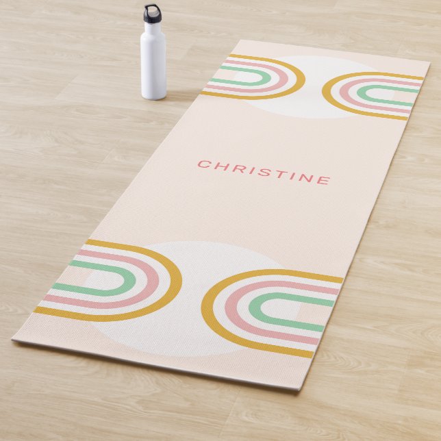 Tapis De Yoga Bandes Arc Arc Arc Rétro Minimales (En situation)