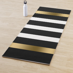 Tapis De Yoga Bandes blanches et noires Bain aux accents d'or mo