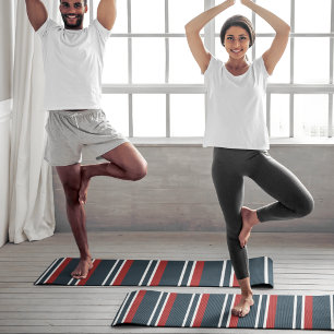 Tapis De Yoga Bandes rouges rétro