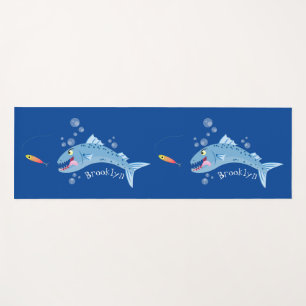 Tapis De Yoga Barracuda poisson affamé de la pêche dessin animé