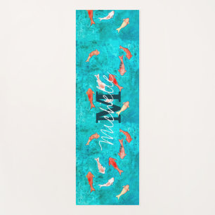 Tapis De Yoga Bassin de poissons Koi avec monogramme personnalis