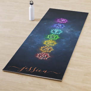 Tapis De Yoga Beau bleu cosmique OM Chakra Guérison personnalisé