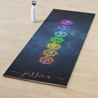 Tapis De Yoga Beau bleu cosmique OM Chakra Guérison personnalisé