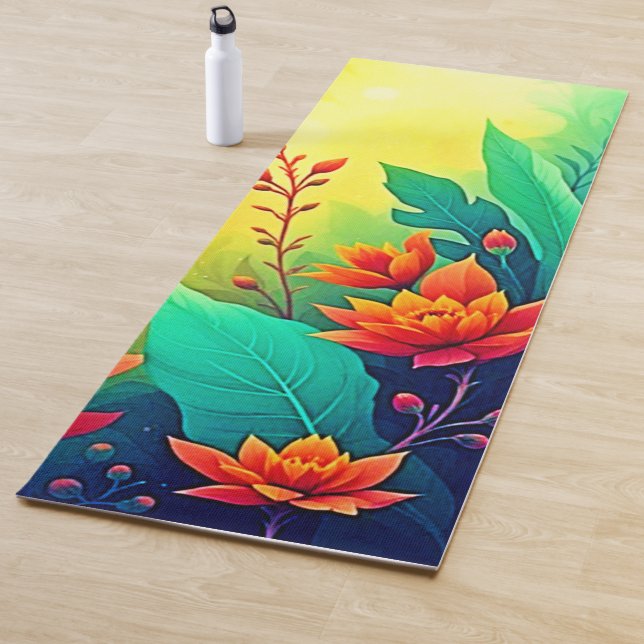 Tapis De Yoga Beauté florale Abstraite vive (En situation)