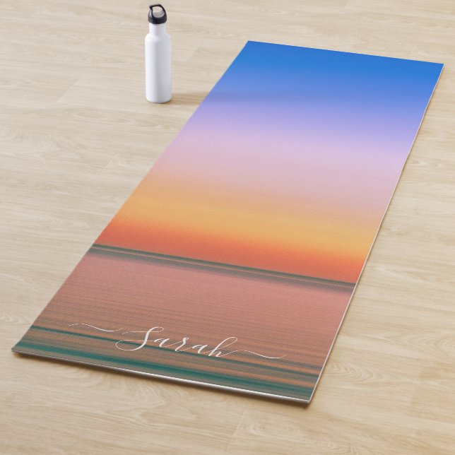 Tapis De Yoga Beautiful Beach Sea Sunset Nom personnalisé (En situation)