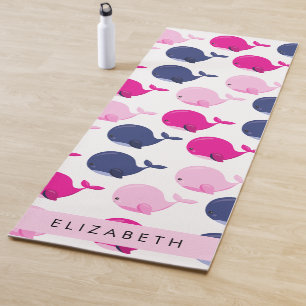Tapis De Yoga Beaux Baleines, Motif De Baleines, Votre Nom