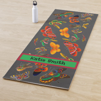 Tapis De Yoga Beaux Papillons Écrivez Votre Propre Nom Yoga Mat