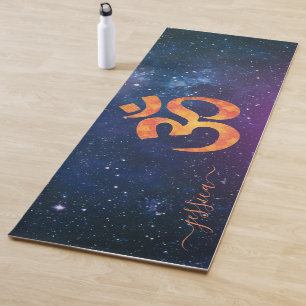 Tapis De Yoga Belle Galaxie Cosmique Bleue OM Nom personnalisé
