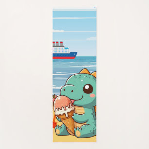 Tapis De Yoga Belle glace manger dino à la plage