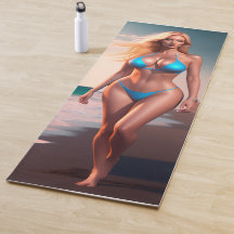 Belle motivation plage bikini fille Yoga Mat