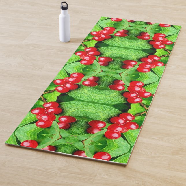 Tapis De Yoga Berries Rouges À La Raindrops Nature Abstraite (En situation)