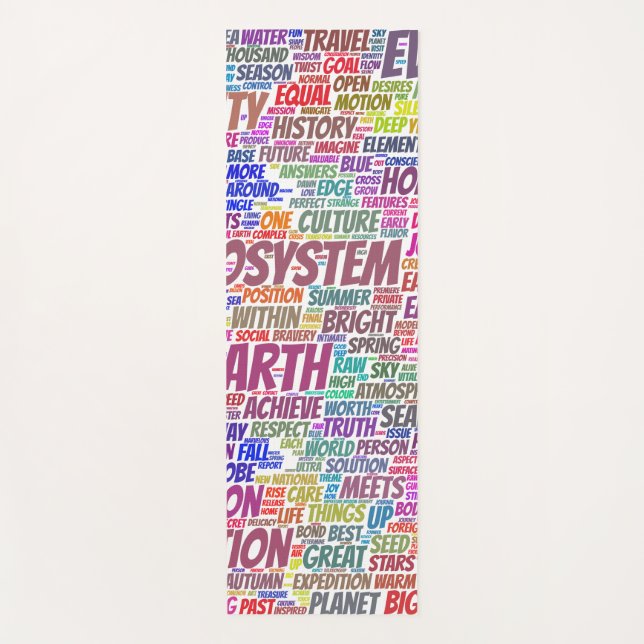 Tapis De Yoga Bio Nuage de Mots Texte Modèle Biodiversité (Devant)