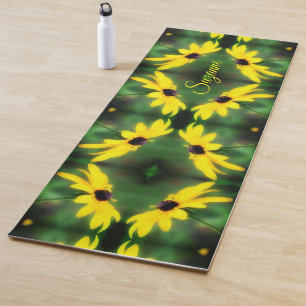 Tapis De Yoga Black Eyed Susan Daisy Abstrait Personnalisé