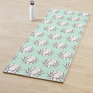 Tapis de Yoga blanc avec motif de fleurs de lotus