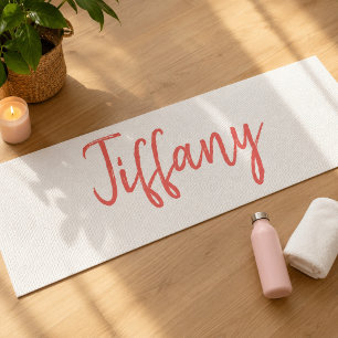Tapis De Yoga Blanc et corail joli