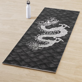 Tapis De Yoga Blanc noir du dragon chinois