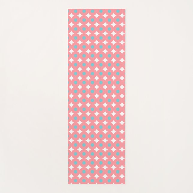 Tapis De Yoga Blanc rose Pois Turquoises 4Nellie (Devant)