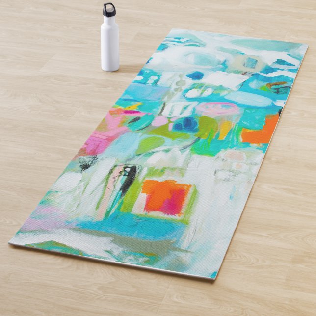 Tapis De Yoga Bleu abstrait (En situation)
