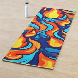 Tapis De Yoga Bleu Abstrait Incandescent