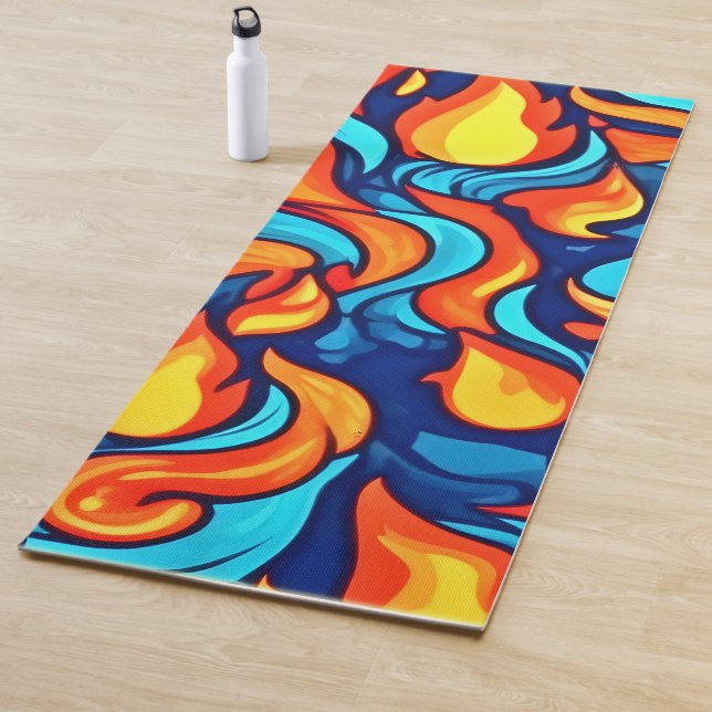 Tapis De Yoga Bleu brillant Abstrait (En situation)
