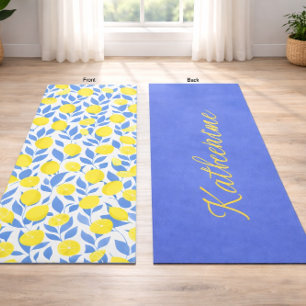 Tapis De Yoga Bleu citron Méditerranée