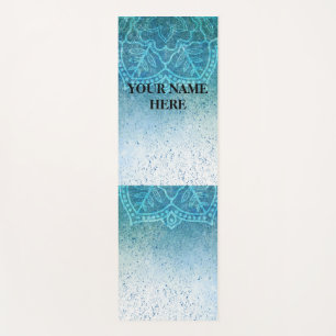 Tapis De Yoga Bleu de glace naturel Mandala Floral