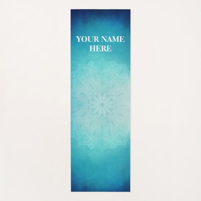 Tapis De Yoga Bleu de glace naturel Mandala Floral (Devant)
