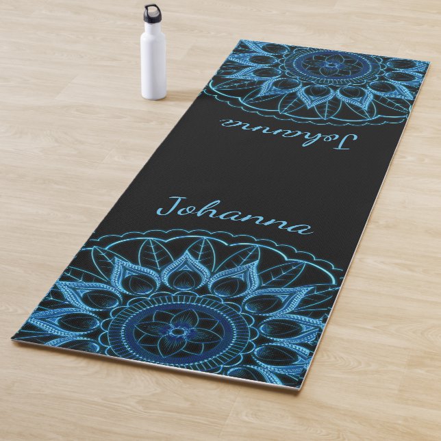 Tapis De Yoga Bleu glace Mandala Fleur Yoga Mat (En situation)