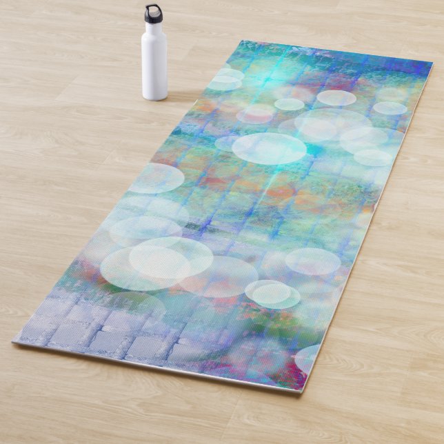 Tapis De Yoga Bleu Graffiti bulles Fluid Art (En situation)