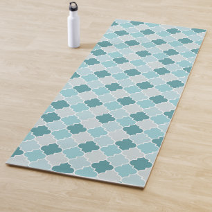 Tapis De Yoga Bleu Marocain Trellis, Lattes, Quatrefoil