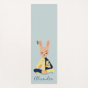 Tapis De Yoga Bleu mignon Méditant Lapin Lapin Yogi Enfants