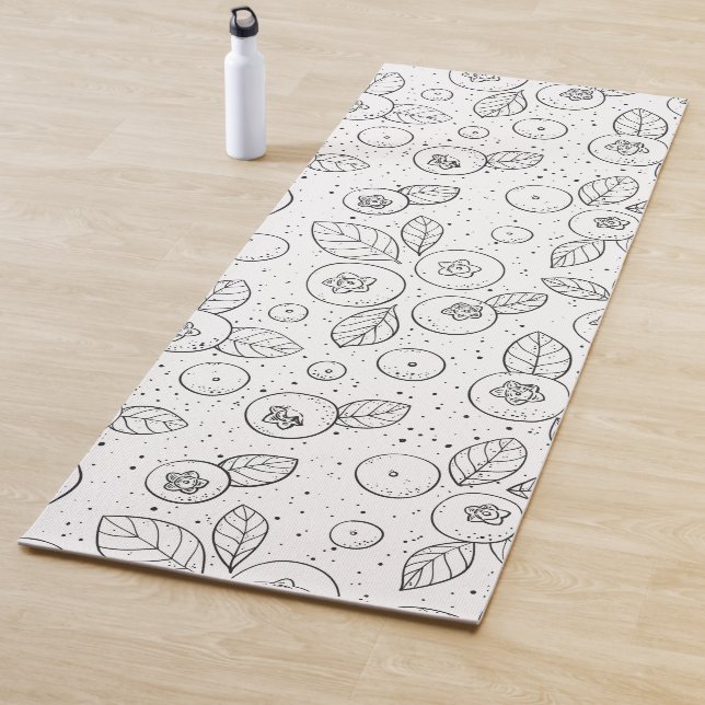 Tapis De Yoga Bleuets en noir et blanc (En situation)