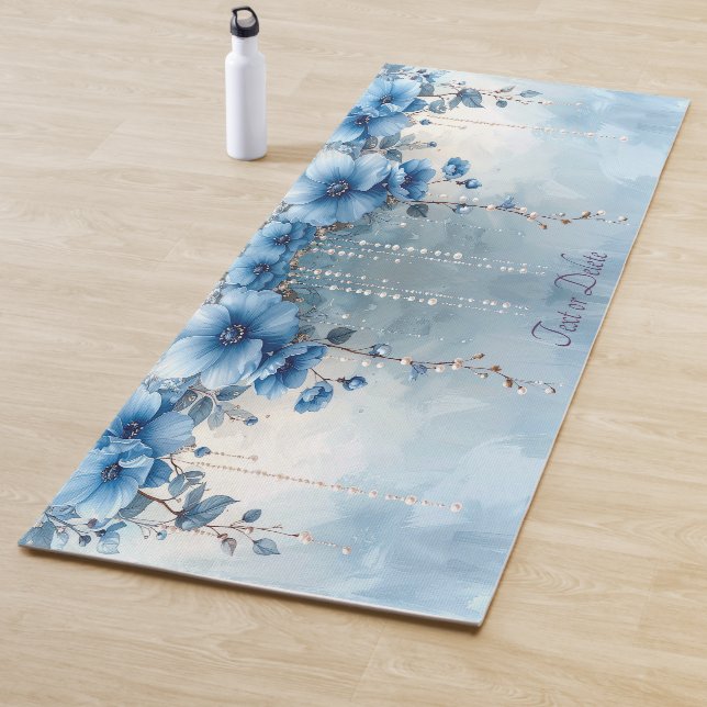 Tapis De Yoga Blue Flowers and Pearls Yoga Mat (En situation)