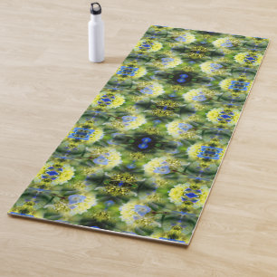 Tapis De Yoga Blue Hydrangea Flower Abstrait