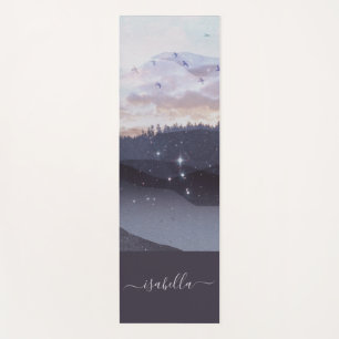 Tapis De Yoga Blue Mountains Stars Paysage Personnalisé