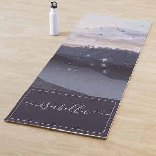 Tapis De Yoga Blue Mountains Stars Paysage Personnalisé
