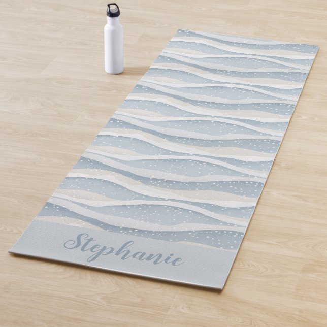Tapis De Yoga Blue Winter Snowfall Wave Personalized Pattern (En situation)