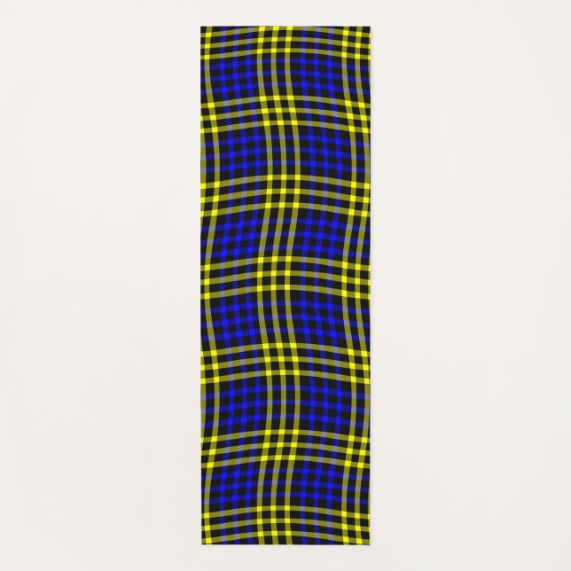 Tapis De Yoga Blue Yellow Plaid Checker Seamless Pattern (Devant)
