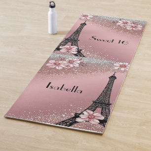 Tapis De Yoga Blush Rose Pailleté Chic Parisien Anniversaire Swe
