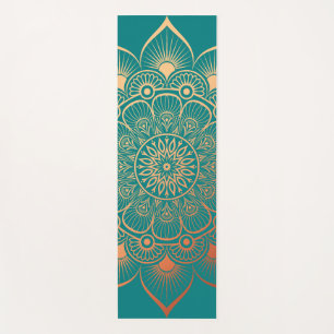 Tapis De Yoga Bohême Turquoise Peach Mandala Yoga Mat