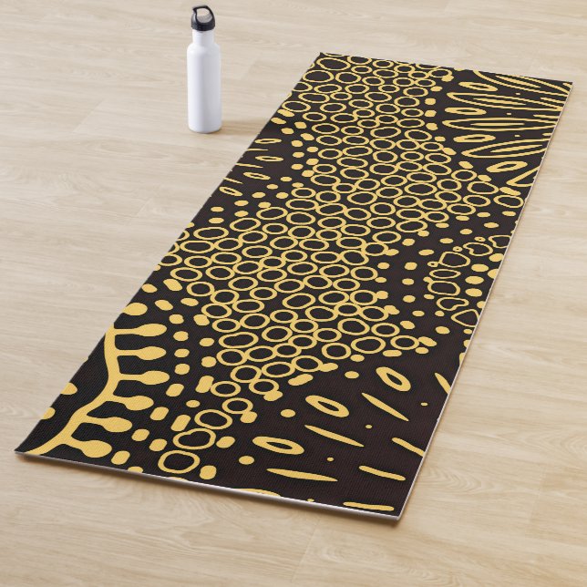 Tapis De Yoga Boho Black Gold Ethnic Floral Yoga Mat (En situation)