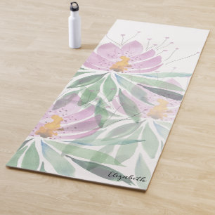 Tapis De Yoga Boho Floral mignon rose vert personnalisé