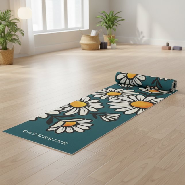 Tapis De Yoga Boho Floral Pattern Custom Name Yoga Mat (Créateur téléchargé)